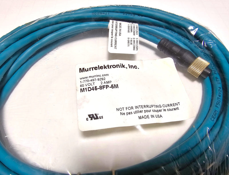 Murrelektronik M1D45-8FP-5M Ethernet 8-Pin Female to Flying Leads 5M Cable - New