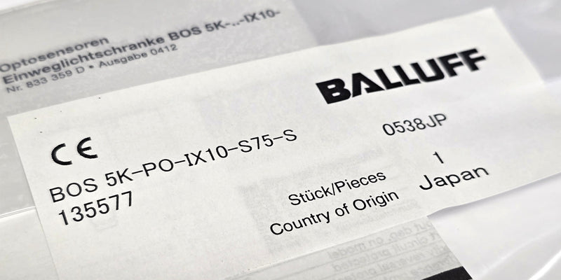 Balluff BOS 5K-PO-IX10-S75-S Thru Beam Photoelectric Switch 135577 - New Sealed