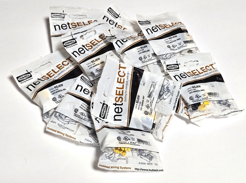 Hubbell NSJ6W ( Lot of 11) NetSelect Cat6 Universal Wired White Connectors - New