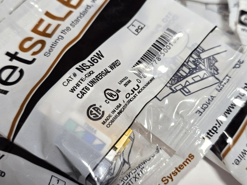 Hubbell NSJ6W ( Lot of 11) NetSelect Cat6 Universal Wired White Connectors - New