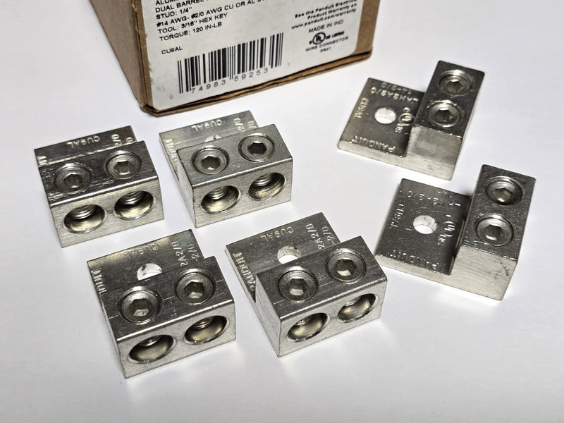 Panduit LAM2A2/0-14-6Y Alum. Dual Barrel Lug 14-2/0 AWG ( 6-Pack ) New in Box