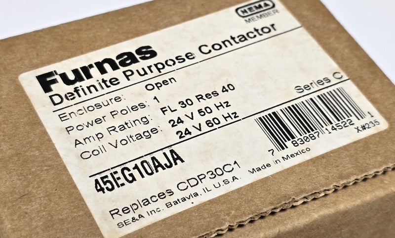 Furnas 45EG10AJA Definite Purpose Contactor 24VAC 30A - New