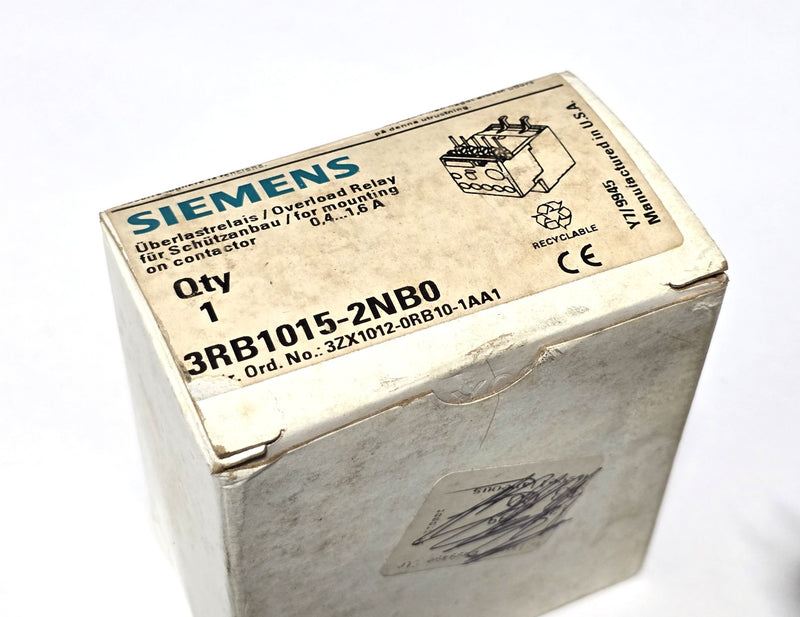 Siemens 3RB1015-2NB0 0.4-1.6A Overload Relay - New