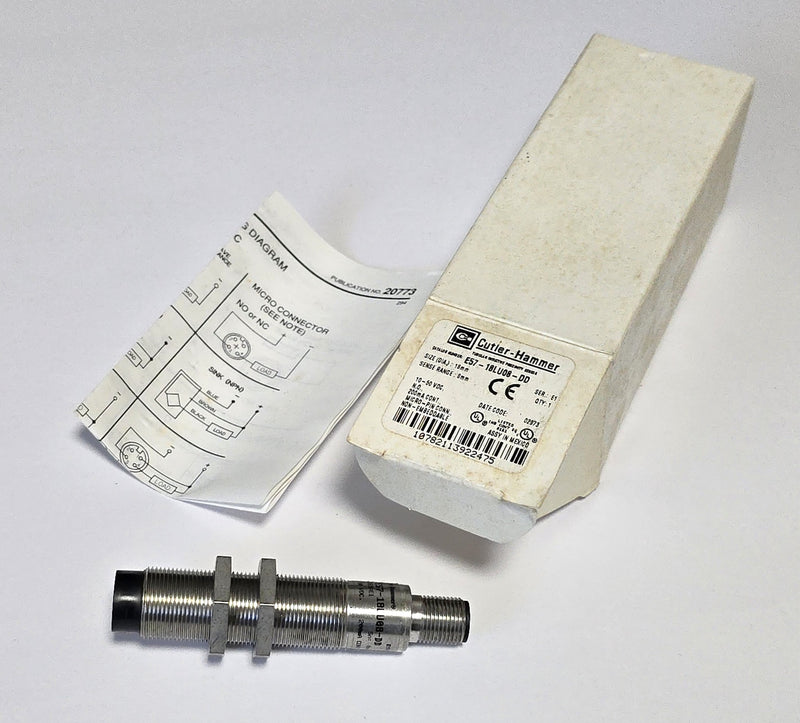 Cutler Hammer E57-18LU08-DD 10-50VDC 18mm Proximity Sensor 8mm Range - New