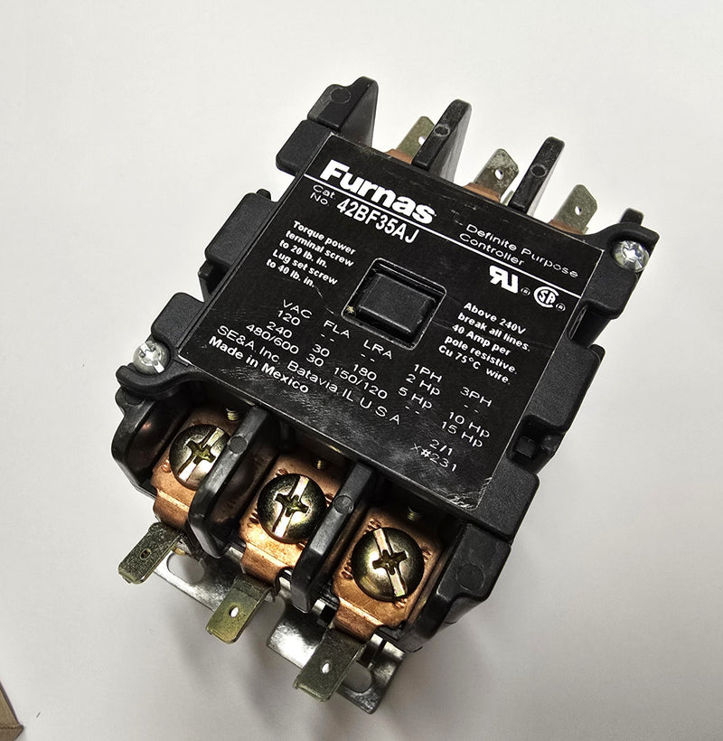 Furnas 42BF35AJ 3-Pole 30A 24VAC Coil Definite Purpose Contactor - New