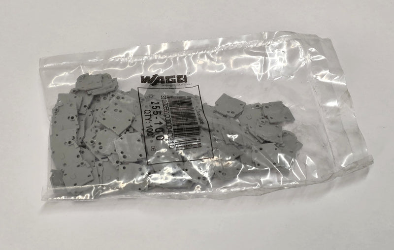 Wago 255-100 Terminal Block End Plate Snap Fit Pack of 100 - New / Sealed