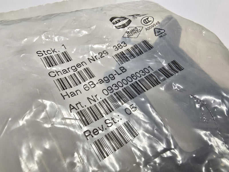 Harting Han 6B-agg-LB Art. Nr. 09300060301 Bulkhead Connector - New / Sealed