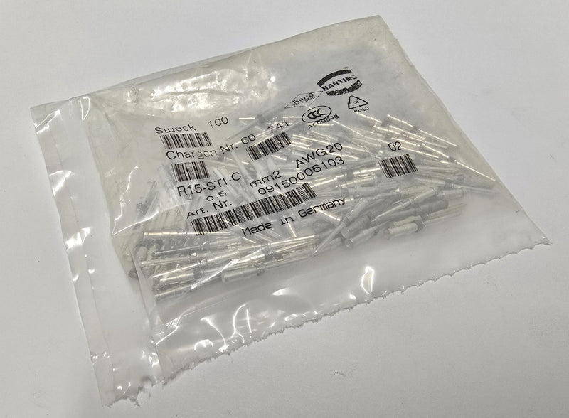 Harting 09150006103 Male 20AWG Crimp Contact Pin ( Pack of 100 ) New / Sealed