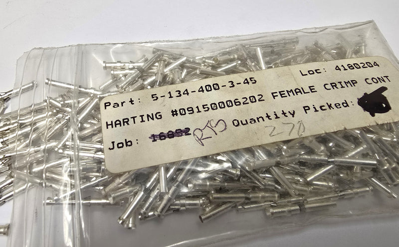 Harting 09150006202 Female 18AWG Crimp Contact Pins ( Pack of 270 ) New