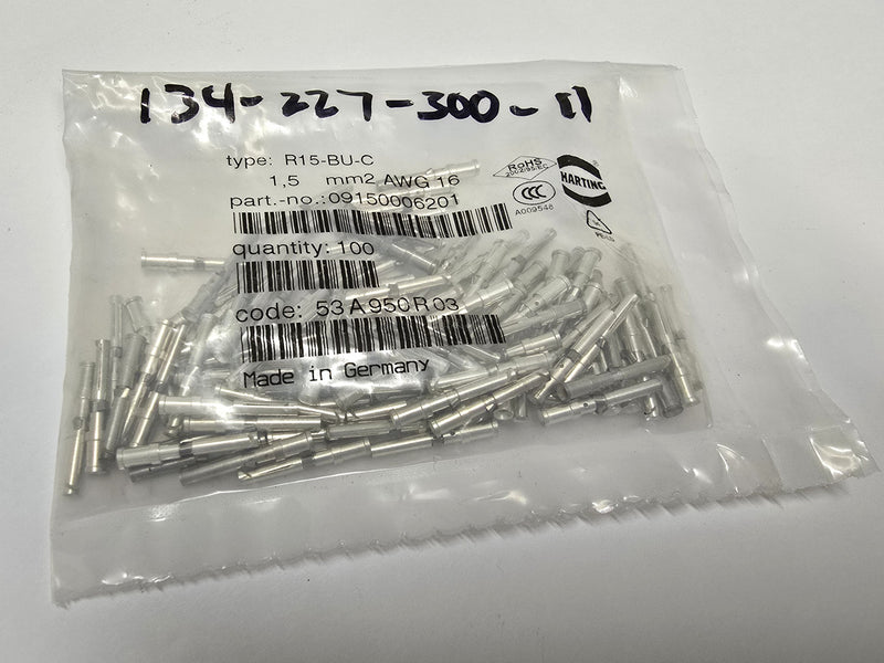 Harting 09150006201 Female 16AWG Crimp Contact Pins ( Pack of 100 ) New / Sealed