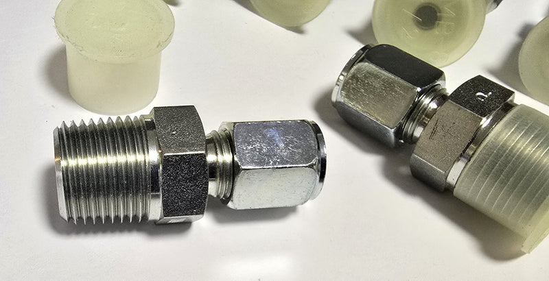 Parker 6-8 FBU-S Flareless Male Connector 1/2" NPTF 3/8" Tube Steel ( Lot of 9 )