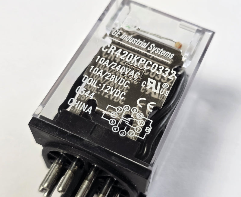 GE CR420KPC0332 Relay Coil 12VDC 11-Pin 3PDT - New