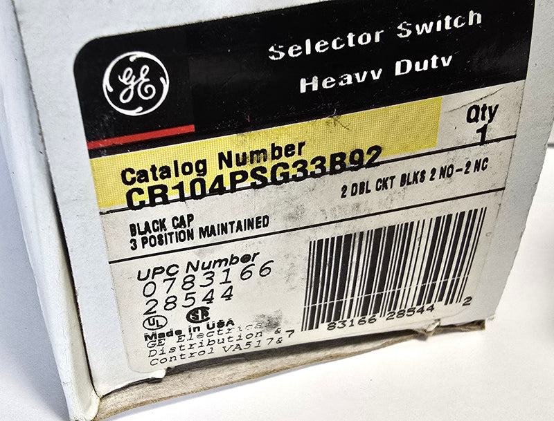 GE CR104PSG33B92 Selector Switch 3-Position Maintained - New