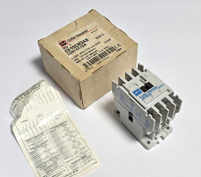 Cutler Hammer CE15CN3AB Size C 3P 12A 120V Coil Contactor - New