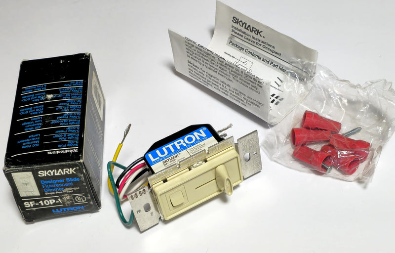 Skylark Lutron SF-10P-IV Slide + Toggle Fluorescent Dimmer Switch Ivory - New