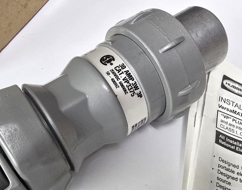 Hubbell Killark VP3375 VersaMATE 30A 3W 3P 600VAC Pin & Sleeve Male Connector