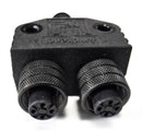 Amphenol Coupler Splitter 2xM12 4-Pin Female to M12 Male - New