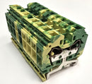 Wago 284-107 ( Lot of 9 ) Green / Yellow 24-8AWG Grounding Terminal Block - New