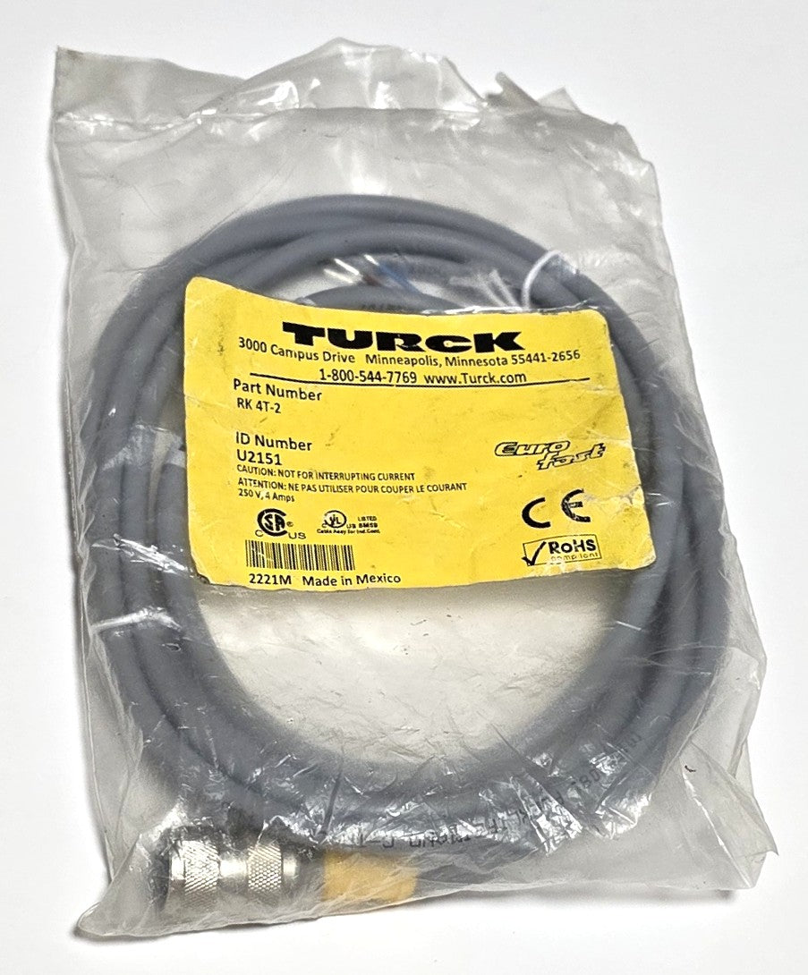 Turck Rk 9 Pin Cable Turck RK 4T-2 3-Wire M12 Female Straight 2-Meter Prox Cable U2151 - Ne ...