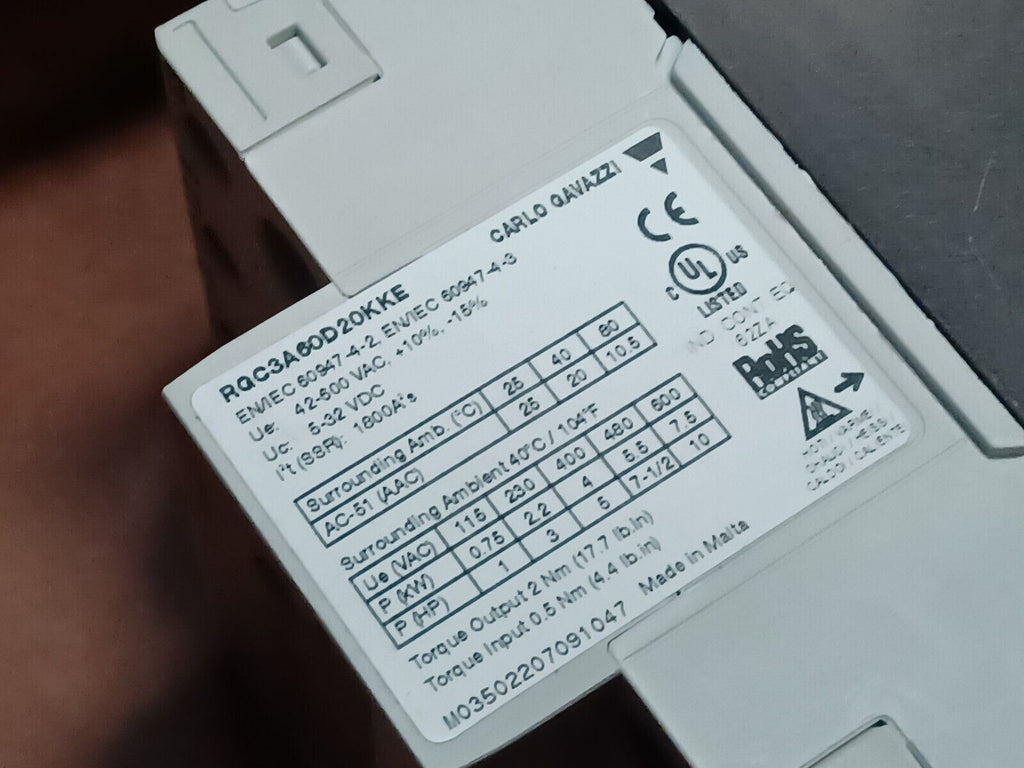 CARLO GAVAZZI RGC3A60D20KKE Solid State RG Contactor Switch – PLC BARN