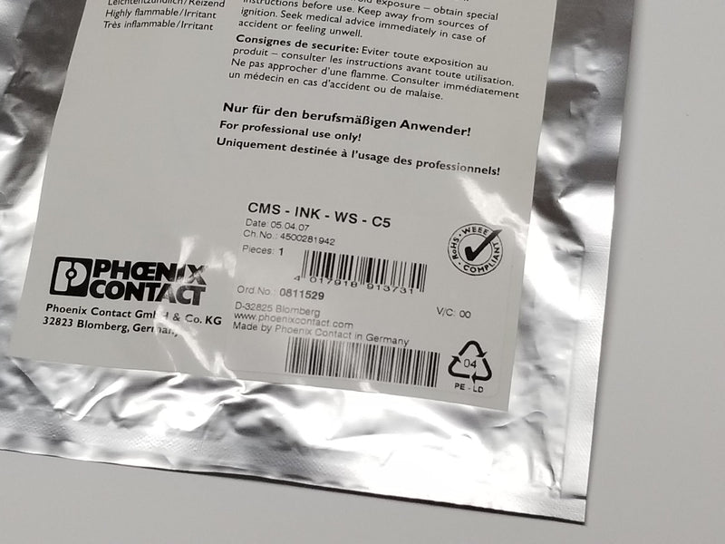 Phoenix Contact CMS-INK-WS-C5 Ink 5ea.x1ml 0811529 For CMS Plotter Pen / X-Pen