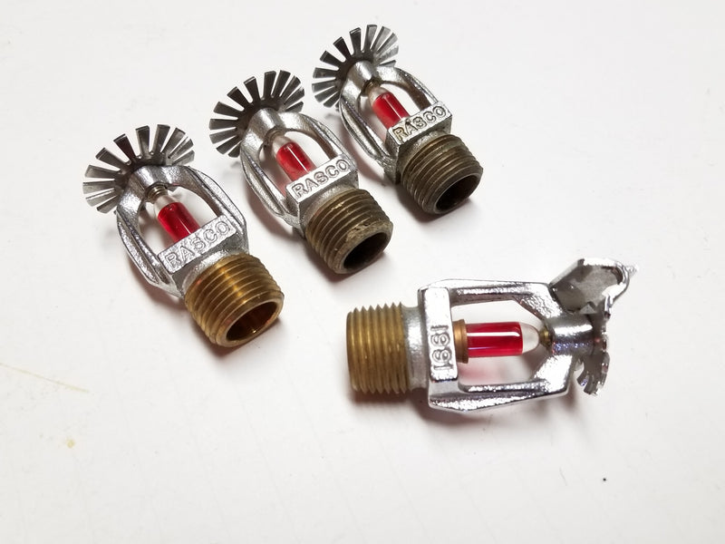 Lot of 4 Vintage RASCO Fire Sprinkler Heads 1987 1988 (2) 1991 155 Deg.