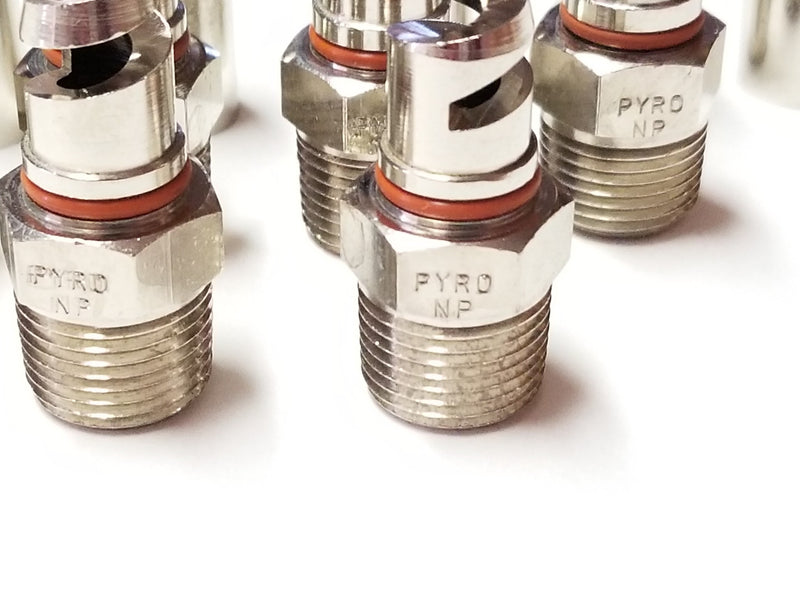 Lot of 6 PYRO CHEM NP Spiral Nozzles with Metal Dust Caps