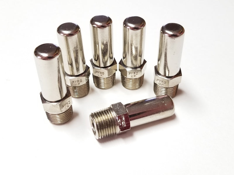 Lot of 6 PYRO CHEM NP Spiral Nozzles with Metal Dust Caps