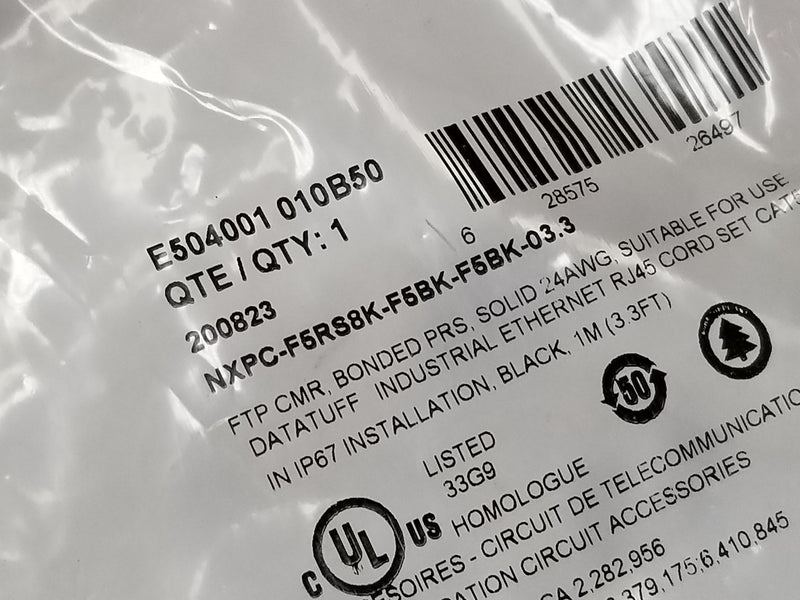 Belden E504001 010B50 DataTuff Cat 5e 1M RJ45 Ethernet Data Cable Cordset