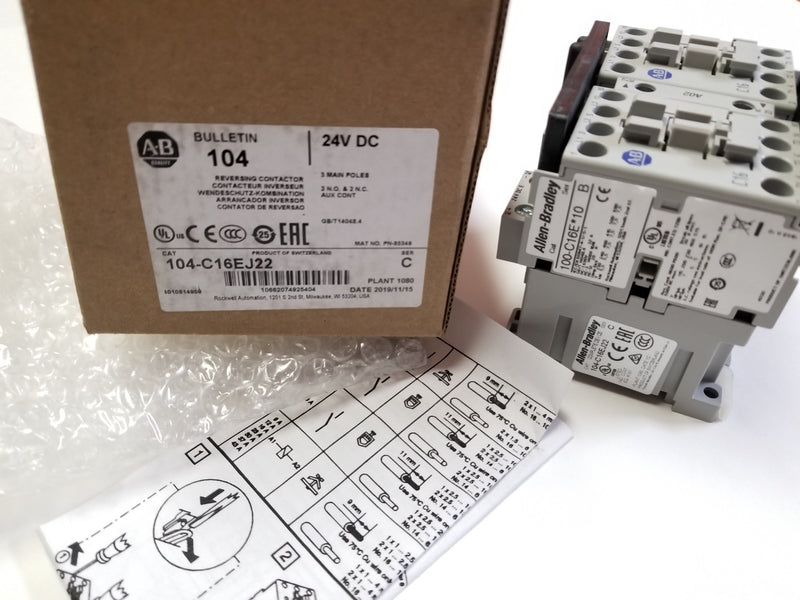 Allen Bradley 104-C16EJ22 Reversing Contactor 24VDC Coil