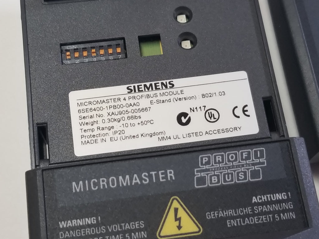 Siemens 6SE6400-1PB00-0AA0 Micromaster 4 Profibus Module E-Stand B02/1 ...