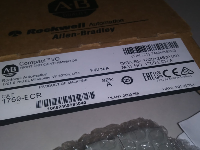 Allen Bradley 1769-ECR Ser/A Right End Cap Terminator 2017