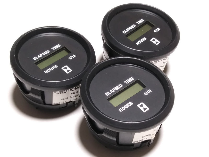 Lot of 3 Electronic Elapsed Time Gauges (hours) 1/10 Increments MH0230A