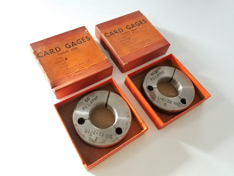 1-1/2 32 NS 2 GO PD 1.4797 & NOGO PD 1.4750 Thread Ring Card Gage Set