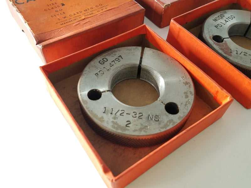 1-1/2 32 NS 2 GO PD 1.4797 & NOGO PD 1.4750 Thread Ring Card Gage Set