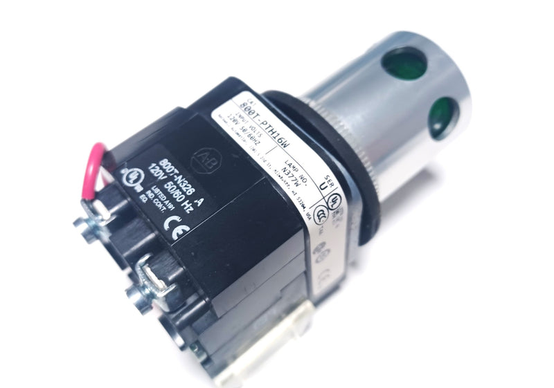 Allen Bradley 800T-PTH16W 120V Push Button 1 NO & 1 NC Green Lens / No Lamp