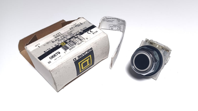 Square D KR1BH13 Push Button Black Full Guard 1-N.O & 1-N.C