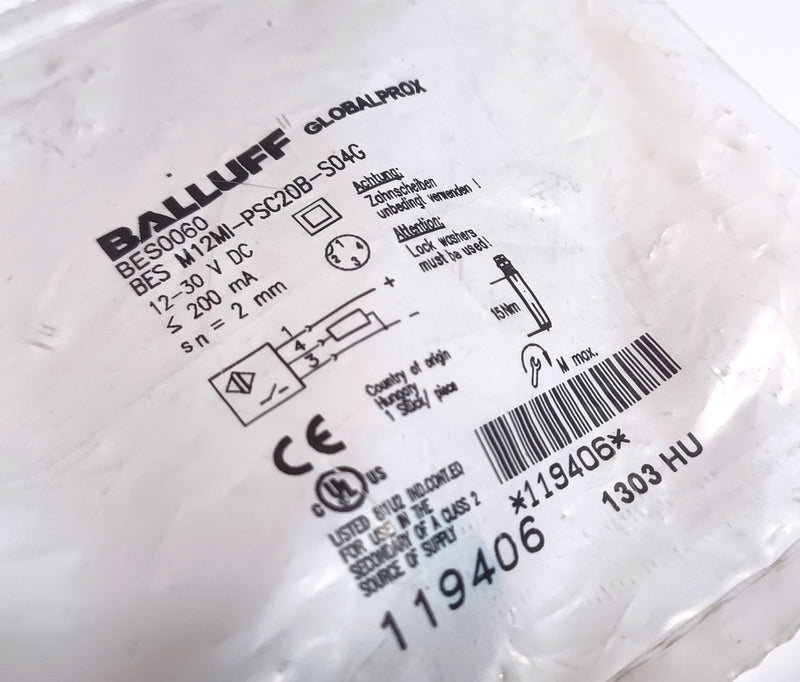 Balluff BES M12MI-PSC20B-S04G 12-30VDC BES0060 Proximity Sensor