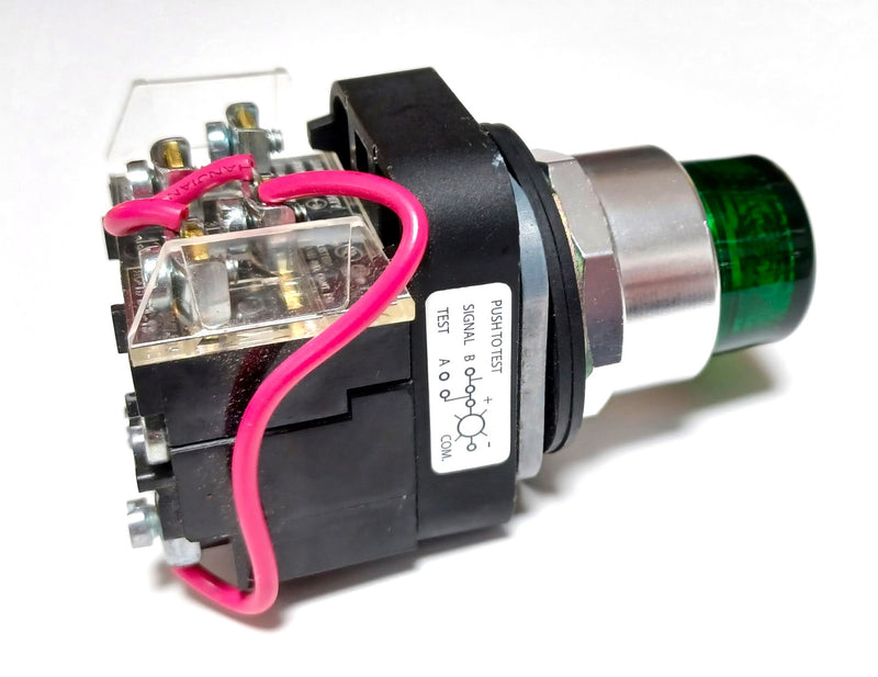 Allen Bradley 800T-PTH16W 120V Push Button 1 NO & 1 NC Green Lens & Green Lamp