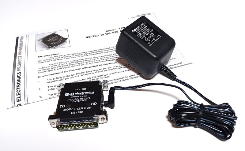 B&B Electronics 422LCON RS-232 RS-422 Converter & AD35-12002 12VDC Power Supply
