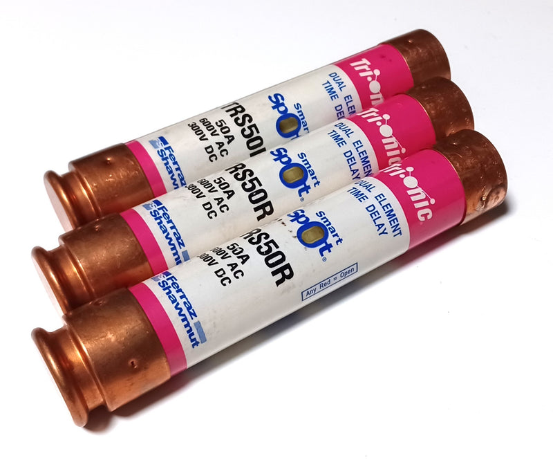 Ferras Shawmut TRS50R Tri-Onic 50A Dual Element Time Delay 600VAC Fuses (3) New