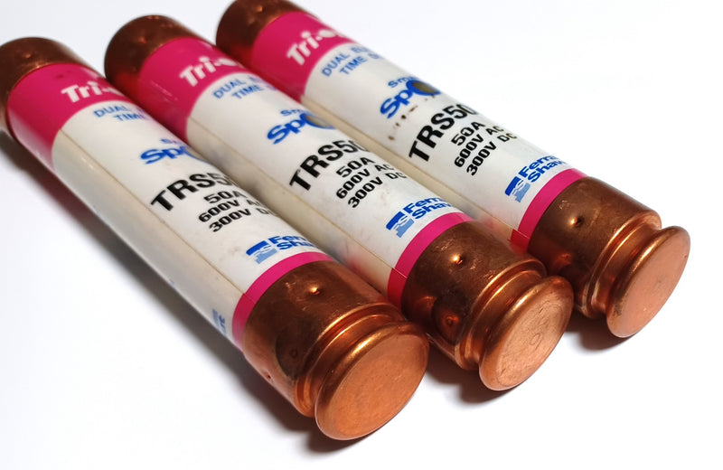 Ferras Shawmut TRS50R Tri-Onic 50A Dual Element Time Delay 600VAC Fuses (3) New