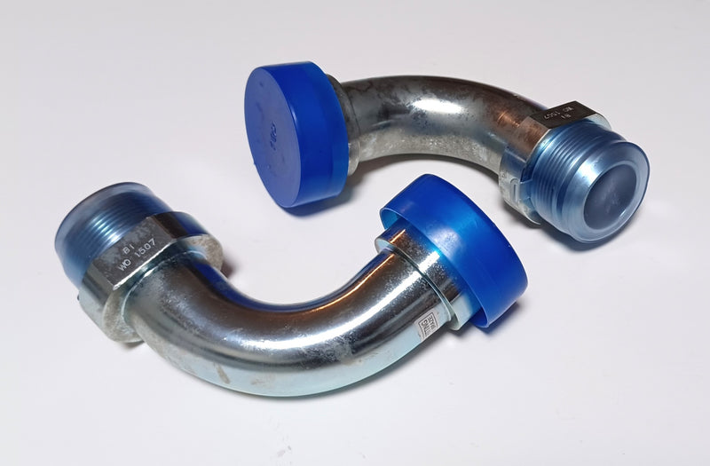 Brennan 1804-24-24 Steel JIC Flared Flanged 90 Deg Elbow Fittings ( Lot of 2 )