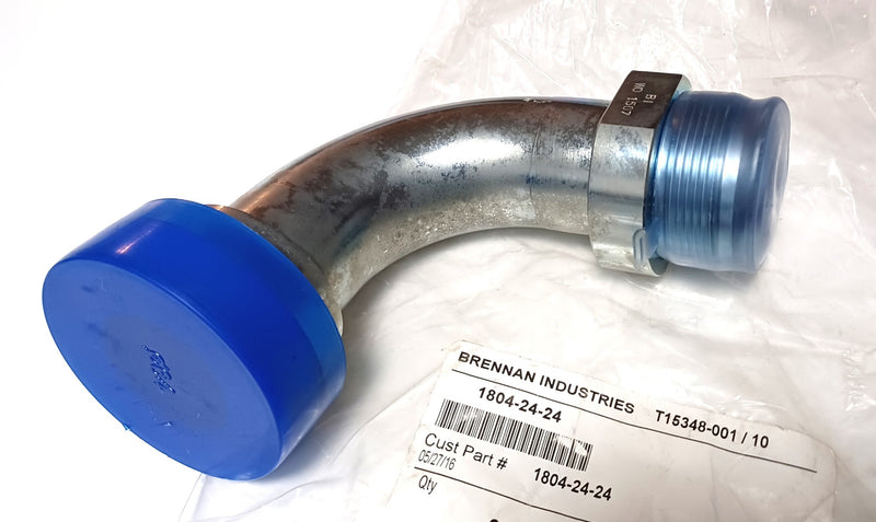 Brennan 1804-24-24 Steel JIC Flared Flanged 90 Deg Elbow Fittings ( Lot of 2 )