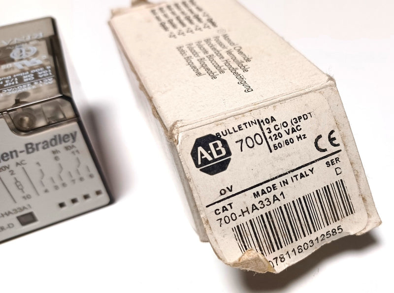 Allen Bradley 700-HA33A1 10A 120VAC 3PDT Relay Coil