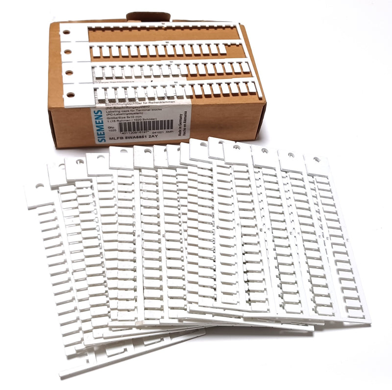 Siemens MLFB 8WA8851 2AY Terminal Block Labeling Caps 5x10mm 12-Cards+