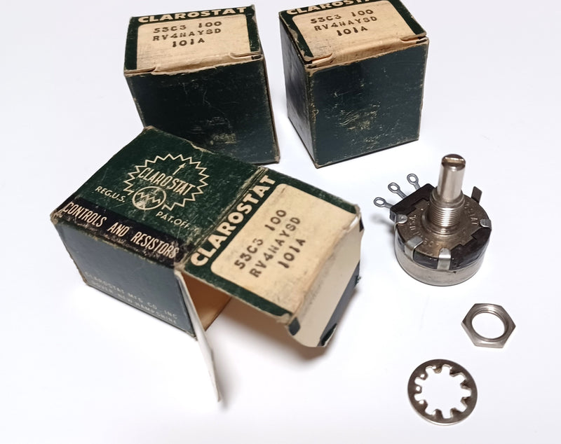 Clarostat RV4NAYSD101A Linear Potentiometer 100 Ohms 53C3-100-S ( Lot of 3 ) New