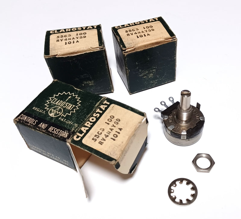 Clarostat RV4NAYSD101A Linear Potentiometer 100 Ohms 53C3-100-S ( Lot of 3 ) New
