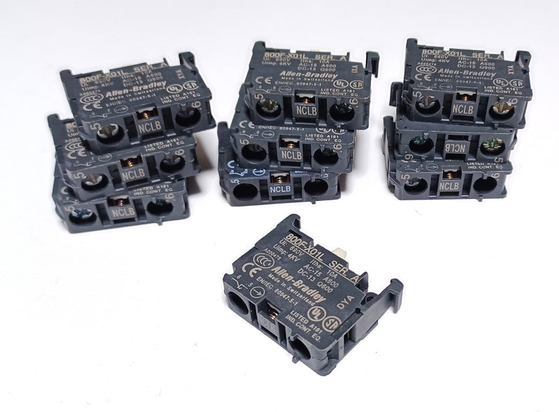 Allen Bradley 800F-X01L NCLB Normally Closed Late Break Contact Blocks Lot of 10