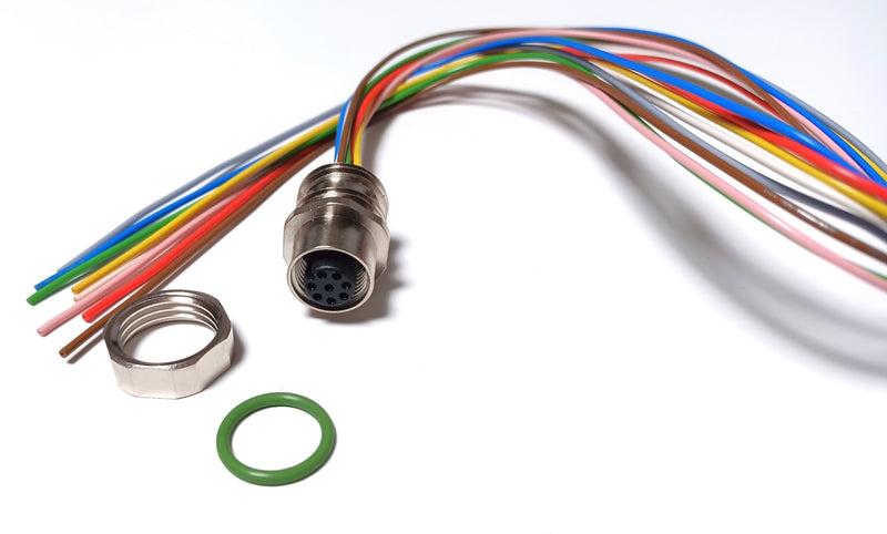 Lumberg Automation RKFPM 8/0,5 M Female M12 8-Pin Bulkhead Connector Cable Assy.